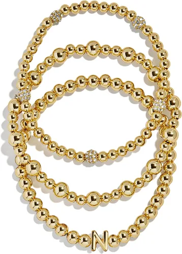 Vista 19 de BaubleBar Juego de pulsera Pisa para mujer, tres pulseras de cuentas chapadas en oro, joyería de moda, regalo de moda