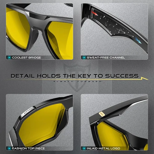 Vista 6 de ATTCL Gafas de sol polarizadas de moda para hombres: ligero hexagonal TR90 Marco UV Protección Deporte Casual Glasse Conducción Viaje Gafas