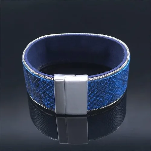 Vista 5 de KINSPORT Fashion Blue Pu Pearl Bracelet Chain for Women Width Bracelets Bracelets Women Jewelry Bisuteria