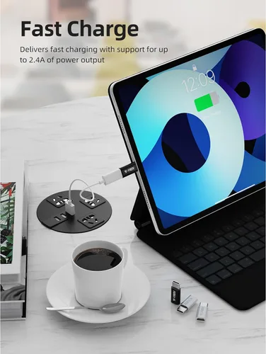 Vista 3 de ARKTEK Paquete de 4 adaptadores USB-C macho micro USB hembra tipo C, adaptador de transferencia de datos rápida y carga universal compatible
