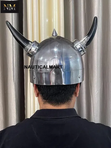 Vista 4 de NauticalMart Auténtica reproducción de acero vikingo Warrior cascos y adornos de latón