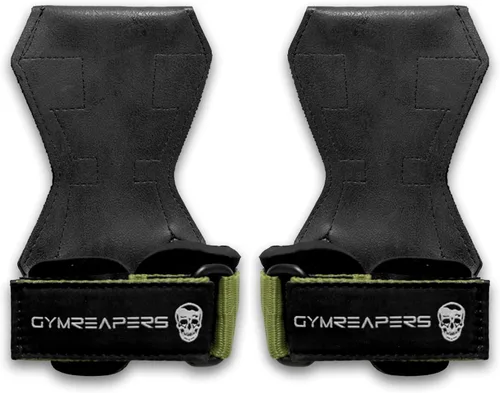 Vista 10 de Gymreapers - Agarres para levantamiento de pesas (par) para levantamiento de potencia pesada, peso muerto, remo, tracción, con envoltura de muñeca