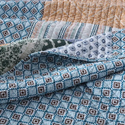 Vista 6 de Autumn Dream - Juego de colchas de algodón, juego de cubrecama reversible, conjunto de cubrecamas, edredón de confort, estampado floral vintage