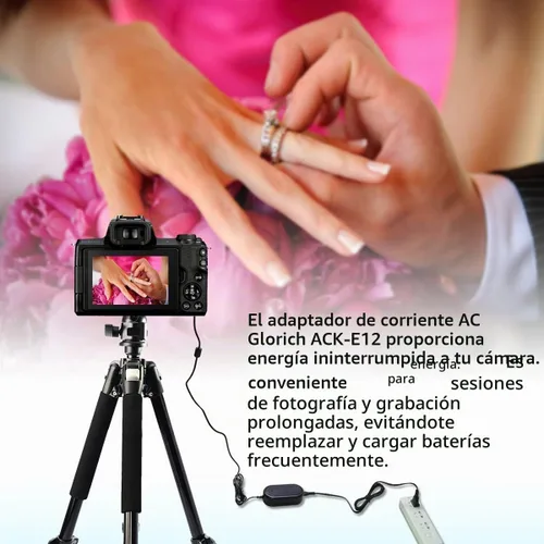 Vista 2 de Glorich ACK-E12 Adaptador de corriente de CA DR-E12 Acoplador DC LP-E12 LPE12 Kit de batería ficticia para cámaras digitales sin espejo Canon EOS