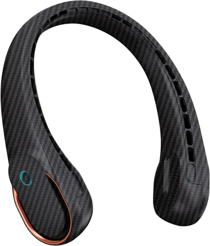 Vista 14 de FrSara Ventilador de cuello portátil sin aspas, 5200 mAh, 3 velocidades, viento envolvente de 360°, ultra silencioso, recargable por USB, ventilador