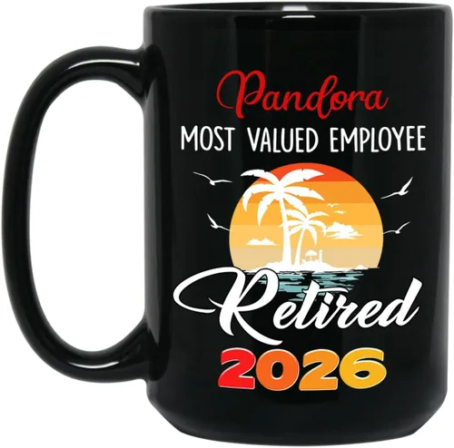 Vista 16 de Taza de café negra de jubilación personalizada, Jubilado está bajo nueva gestión, mira a la esposa para más detalles, taza de té de 11 15 onzas