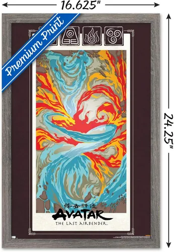 Vista 3 de Nickelodeon Avatar: The Last Airbender - Póster de pared, 22.4 pulgadas de largo x 14.7 pulgadas de ancho, versión enmarcada de madera de granero