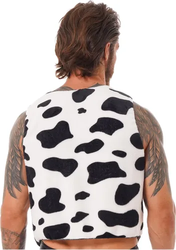 Vista 7 de Chaleco de abrigo sin mangas con estampado de vaca para hombre, chaleco hippie para Navidad, Halloween, disfraz de vaquero