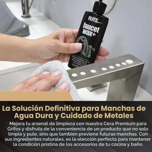 Vista 7 de Flitz Cera para llave de grifo Plus - Envase de 3.4oz de limpiador y abrillantador para grifos a base de agua fabricado en EE. UU. para manchas