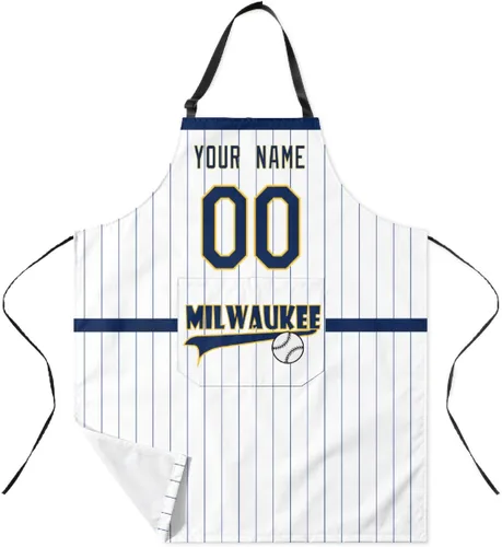 Vista 9 de ANTKING Custom Apron with Pocket Custom Any Name and Any Number Gifts for Dad Men Fans