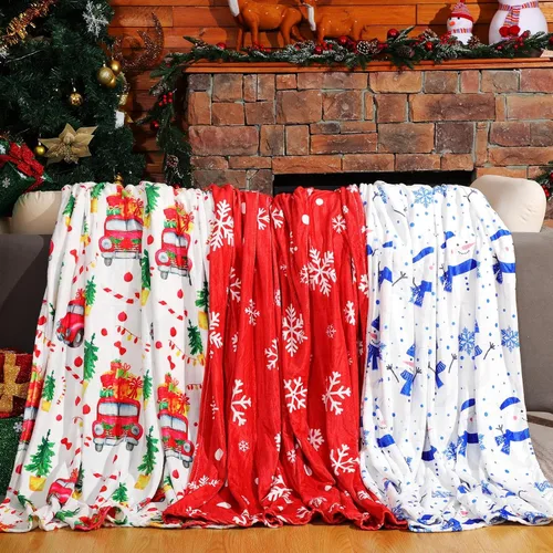 Vista 8 de Ganeen Paquete de 3 Mantas Navideñas de Felpa con Impresión, Manta de Forro Polar 50 x 60 Pulgadas, Manta Cálida y Suave de Franela para Vacaciones