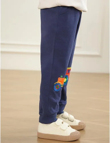 Vista 6 de GFQLONG Paquete de 3 pantalones deportivos elásticos con cordón para bebé, de algodón, dinosaurio, con bolsillos