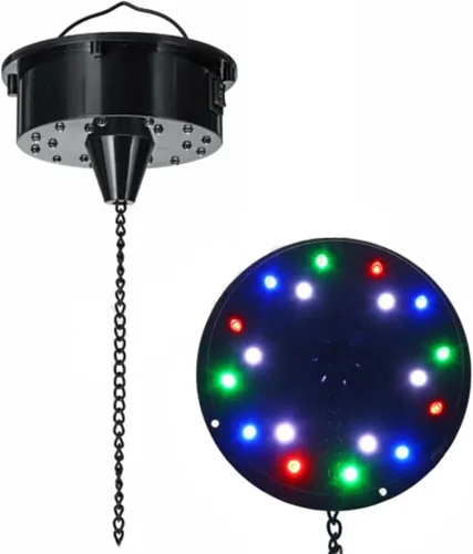 Vista 5 de Control de sonido, 18 luces LED, espejo giratorio de cristal, bola de reflejo de espejo colgante para discoteca DJ fiesta luz