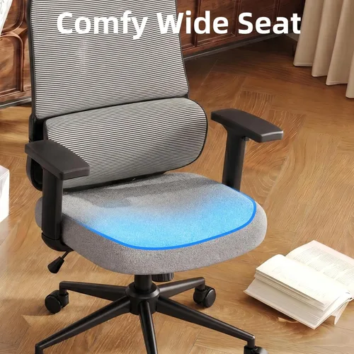 Vista 8 de Silla de escritorio ergonómica de respaldo alto con soporte lumbar ajustable y reposacabezas, silla de escritorio de oficina en casa