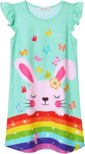 Vista 3 de Paquete de 2 pijamas de sirena con manga volada para niñas, ropa de dormir de algodón