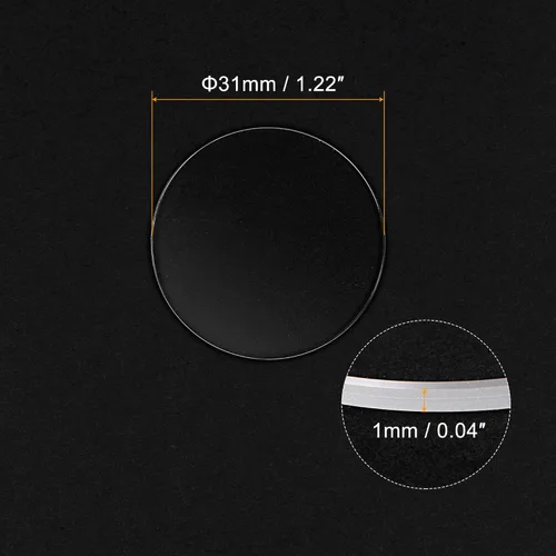 Vista 2 de uxcell 1.220 in de diámetro. Reloj cristal zafiro cristal lente, redondo plano 0.039 in espesor piezas de repuesto para relojero reparación