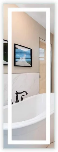 Vista 9 de Mirrors & Marble Espejo de pared LED mediano – Espejo rectangular iluminado frontal para baño, dormitorio o ducha, antivaho y montado en la pared