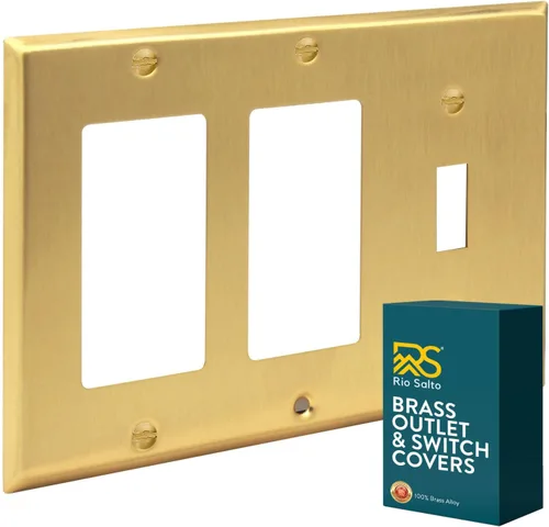 Vista 46 de Rio Salto Placa de pared de metal dorado en latón Placa de salida en blanco Cubierta para tomas de corriente no utilizadas Interruptor de pared de 1