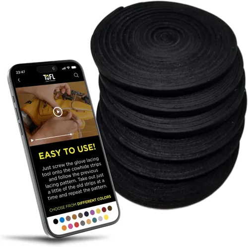 Vista 11 de TOFL Kit de Cordones para Guante de Béisbol Cordones de Cuero para Reparación de Guantes de Béisbol y Sóftbol - Tiras de 72 Pulgadas de Largo