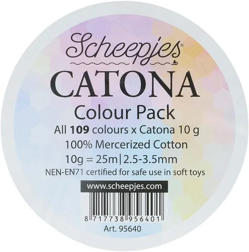 Vista 5 de Scheepjes Catona Color Pack, 109 Mini madejas (0.35 oz cada una) Surtido de algodón mercerizado
