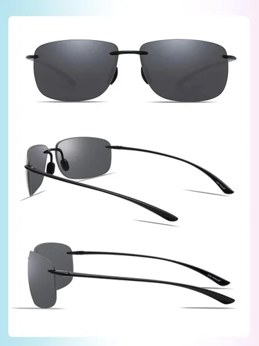 Vista 3 de JIM HALO Lentes de sol deportivos para hombres y mujeres, TR90 sin montura para correr, pescar, ciclismo, conducción