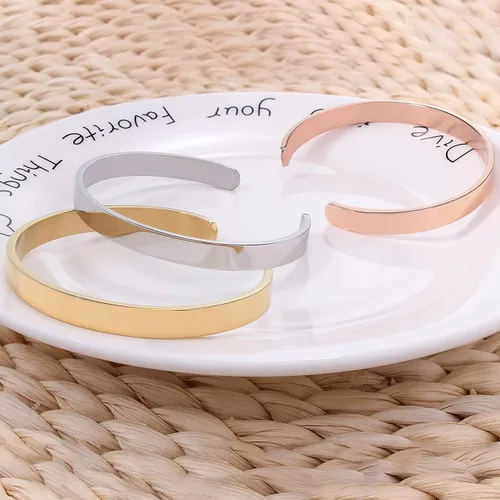Vista 4 de Pulsera inspiradora con texto en inglés "Keep Going", con texto en inglés "Keep Going", de acero inoxidable, grabado para mejor amiga, hermana