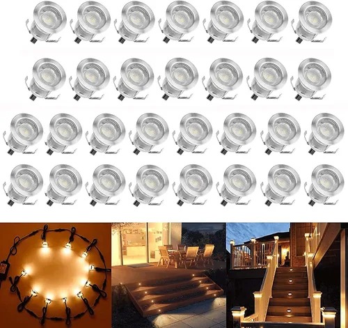 Vista 51 de Kits de luces LED empotrables para cubierta con carcasa protectora, iluminación LED de paisaje al aire libre IP67 impermeable, CC 12 V de bajo Azul