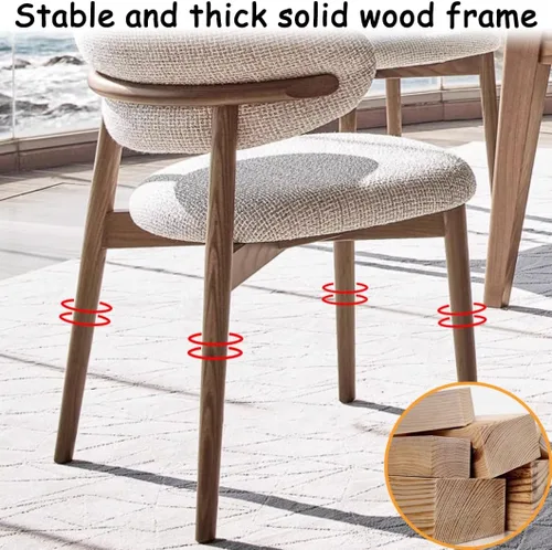 Vista 7 de YVYKFZD Juego de sillas de comedor, sillas de cocina de madera maciza, silla de comedor tapizada con respaldo curvo, silla de sala de estar sin Gris