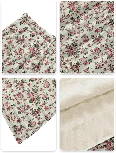 Vista 5 de NASHALYLY - Faldas largas de gasa, acampanadas, plisadas, con cintura alta y elástica para mujer Albaricoque Rosa Floral
