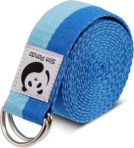 Vista 9 de Correa de yoga Slim Panda para estiramiento, Correa de yoga de algodón con hebilla ajustable en forma de D, Correa de yoga no elástica para pilates