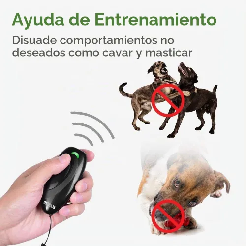 Vista 3 de MODUS - Dispositivo ultrasónico disuasorio de ladridos de perro, control de ladridos y entrenamiento 2 en 1, rango de control de 16.4 pies, correa