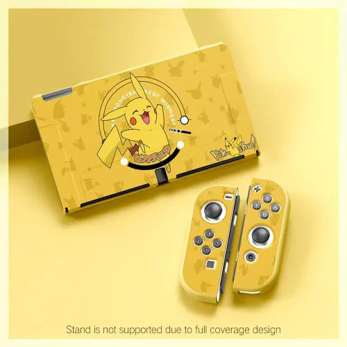 Vista 7 de PERFECTSIGHT Funda protectora compatible con Nintendo Switch OLED Cute Pika Funda delgada antiarañazos a prueba de golpes para NS Switch