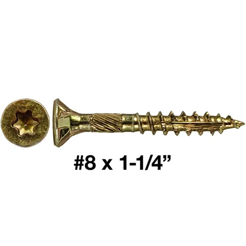 Vista 161 de 8 x 1 revestimiento exterior recubierto de bronce, tornillo de madera multiusos compatible con ACQ, cabeza plana Torx/Star Drive de 1 libra, 288