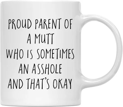 Vista 66 de Andaz Press Funny Dog - Taza de café de 11 onzas, regalo de broma, orgulloso padre de un afenpinscher que es a veces un gilipollas y eso está bien