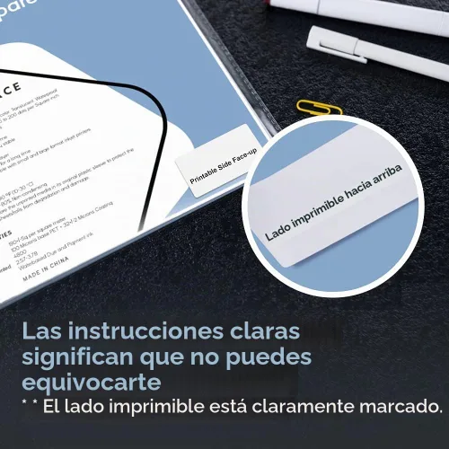 Vista 4 de Película transparente lechosa de Sleek Space para impresoras de inyección de tinta, impresión de pantalla 100% impermeable, anti-rizado