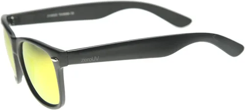 Vista 14 de zeroUV Gafas de sol de estilo con borde de cuernos grandes de la lente del color del flash reflexivo mate plano
