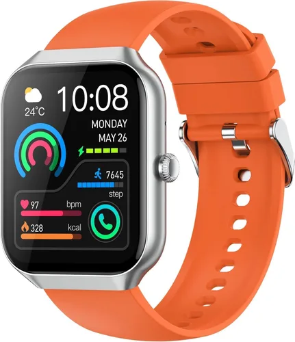 Vista 9 de Reloj inteligente para hombres y mujeres, responder/hacer llamadas, reloj de fitness HD de 1.96 pulgadas con monitor de frecuencia cardíaca, monitor