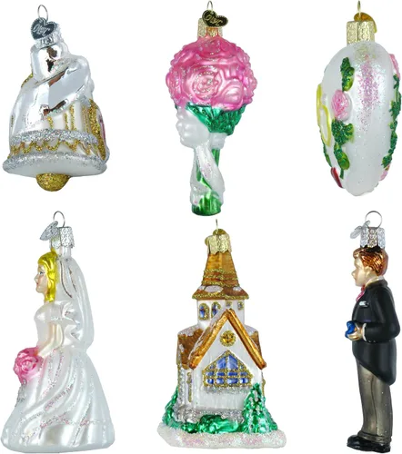Vista 3 de Colección Boda Set de 6 Adornos de Cristal Old World Christmas 14011