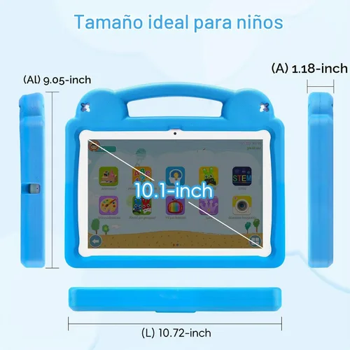 Vista 7 de Tableta para niños, tableta Android 15 de 10 pulgadas, 8 GB de RAM y 64 GB de ROM, CPU Octa-Core, Wi-Fi 6 de doble banda, batería de 5000 mAh Azul