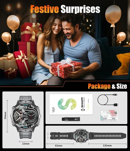 Vista 8 de Relojes inteligentes LIGE para hombres con batería de 900mAh (60+ horas de espera), pantalla AMOLED de 1.73" con Bluetooth, modo de llamada, más