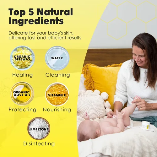 Vista 3 de La Petite Creme Bálsamo de pañales orgánico francés – Crema curativa y nutritiva para pañales – Bálsamo para bebés suave y seguro – Cera de abeja