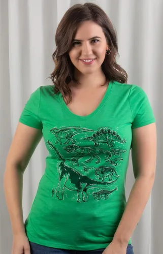 Vista 7 de Dinosaur Species Camiseta con cuello en V para fiesta de cumpleaños de Dino Mom para mujer