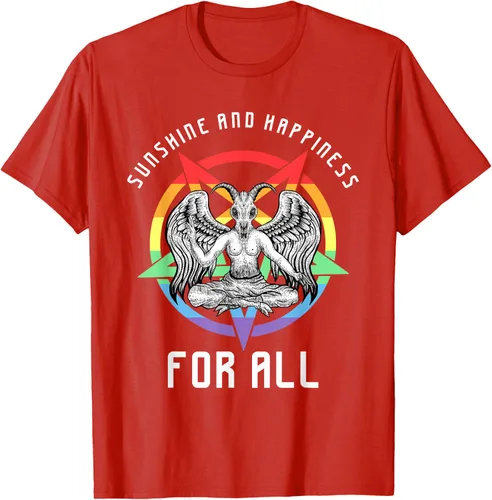 Vista 58 de Funny Sunshine and Happiness for All LGBT Gay Pride Baphomet Camiseta Negro