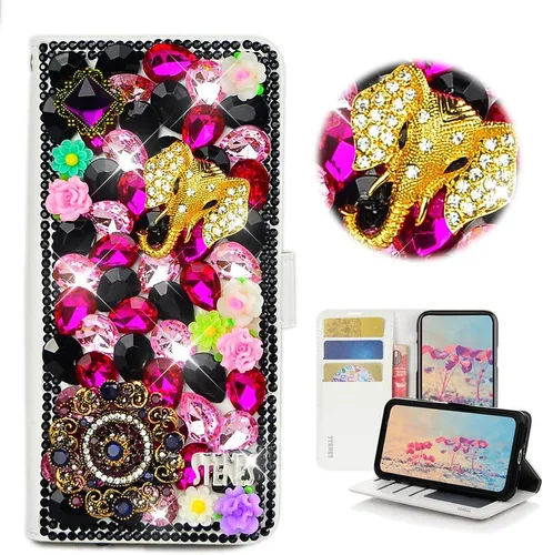 Vista 5 de Funda para iPod Touch - Elegante - 3D hecha a mano Bling Crystal Cherry Pineapple Floral Labios Diseño Cartera Magnética Ranuras para tarjetas