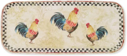Vista 8 de UP ware Blue Rooster - Bandeja de melamina para servir, bandeja rectangular de 15 x 6.5 pulgadas, bandeja de alimentos sin BPA para entretenimiento