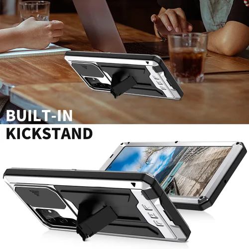 Vista 6 de MIYI - Funda protectora rígida para Samsung Galaxy S22 Ultra 5G, aluminio para exteriores, de metal Gorilla Glass a prueba de golpes, militar