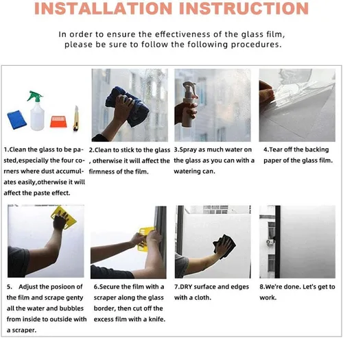 Vista 8 de Película de privacidad para ventana, calcomanías de vidrieras esmeriladas, autoadhesivas, a prueba de rayos UV, adhesivo de ventana de vidrio