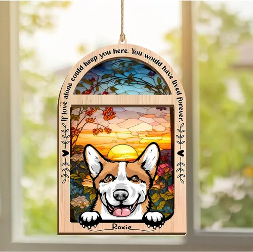 Vista 169 de LOVELYPOD Adorno de Navidad personalizado de sabueso afgano, atrapasoles con nombre, regalos de pérdida de mascotas, regalos para amantes