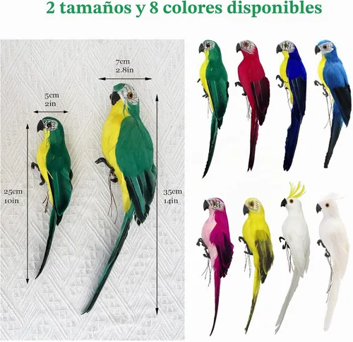 Vista 2 de LWINGFLYER Loro Artificial Verde de Tamaño Real con Plumas de Espuma, Pájaros Guacamayo para Decoración de Disfraces, Ornamento de Hombro