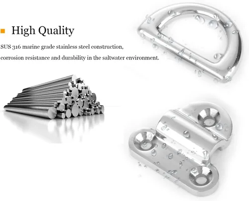 Vista 4 de AMYSPORTS Hardware de acero atar ancla cubierta inoxidable D anillo ancla riel marino plegable almohadilla ojo SUS316